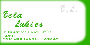 bela lukics business card